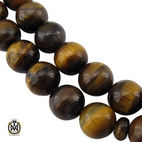 تصویر تسبیح 33 دانه سنگ طبیعی چشم ببر Tiger's Eye Prayer Beads