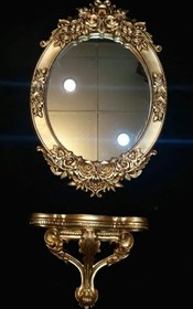 تصویر کد 6-283 آینه و کنسول طرح مهتاب – طلایی و استخوانی 