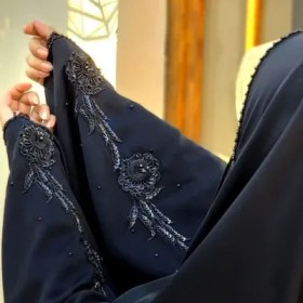تصویر چادر عربی با جنس قطری اصل مدل دوگل شاخه‌ای 