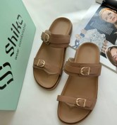 تصویر صندل زنانه پارمیدا مدل PA1121 چرم مصنوعی با دو بند و سگک طلایی 