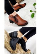 تصویر کفش طبی زنانه لژدار مدل بغل بندی چرم مصنوعی رنگ قهوه ای سایز ۳۸ 