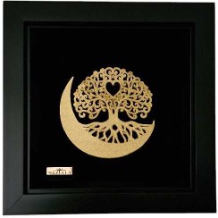 تصویر تابلو ورق طلا طرح درخت زندگی قلب و ماه 