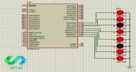 تصویر پروژه رقص نور با میکروکنترلر ATmega16 کدویژن و پروتئوس 