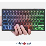 تصویر کیبورد بلوتوث بی‌سیم Rii K09 با نور پس‌زمینه رنگ‌های RGB 
