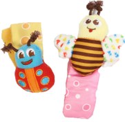 تصویر مچ بند دو عددی نوزادی طرح زنبور و کفشدوزک 