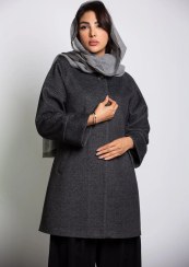 تصویر پالتو زنانه فوتر کجراه تک دکمه فانتزی - رنگ: مشکی - سایز: منو اصلی 