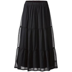 تصویر دامن زنانه اسمارا مدل 375044 رنگ مشکی حریر چین دار 