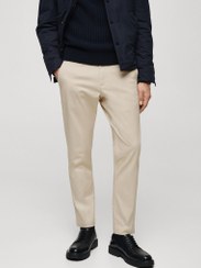 تصویر شلوار چینی tapered کتان کوتاه مدل Prato برند mango man Prato Cropped Tapered Chino Trousers