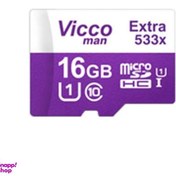 تصویر کارت حافظه microSDHC ویکو من مدل Extra 533X کلاس 10 استاندارد UHS-I U1 سرعت 80MBps ظرفیت 16 گیگابایت 