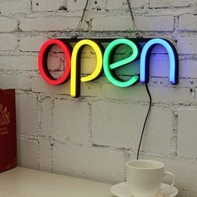 تصویر تابلو نئون مدل open 