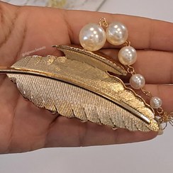 تصویر کلیپس مو فلزی طرح پر آویزدار کد 6015 