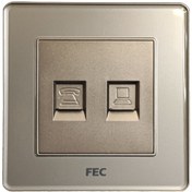 تصویر پریز تلفن و شبکه با پنل کریستالی ضد خش FEC کد PS-02 