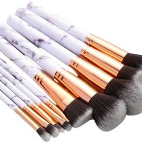 تصویر براش آرایشی 10 عددی طرح سرامیکی ا 10-piece cosmetic brush with ceramic design 10-piece cosmetic brush with ceramic design