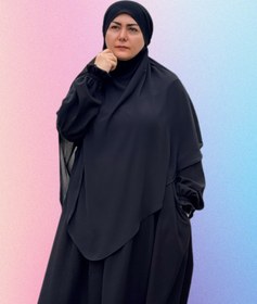 تصویر مقنعه بلند مشکی خمار 