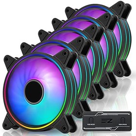 تصویر فن خنک کننده EZDIY-FAB Moonlight RGB PWM Case Fan 120mm with RGB PWM Fan Hub, 5V Motherboard Sync, ARGB Computer Fan for PC, Multiple Light Modes-pack 5 - ارسال 20 روز کاری 