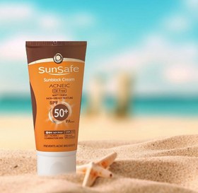 تصویر ضد آفتاب SPF50 فاقد چربی بدون رنگ سان سیف 