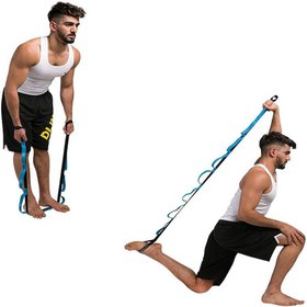 تصویر کمربند یوگا 10 حلقه مدل Yoga Strap 10 Loop 2.5 metrs | مشکی سبز 