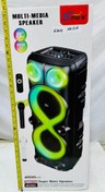 تصویر اسپیکر شارژی بلوتوثی قابل حمل مدل ZQS-8238 ZQS8238 wireless bass sound 40W power dual 8 inch speaker OEM party speaker with colorful lights