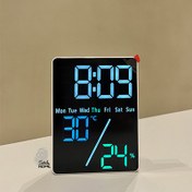 تصویر ساعت دیجیتال LED رو میزی با نمایش زمان و تاریخ 