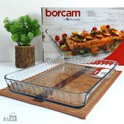 تصویر تابه مستطیلی بورجام گزینی 4350 سی سی پاشا باغچه مدل 59334/ ظرف پیرکس بزرگ مخصوص فر 