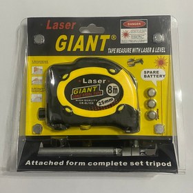 تصویر متر فلزی کمری ۸ متری دارای تراز لیزری جیانت مدل 8L10X Giant metal tape measure model 8L10X with Laser Level