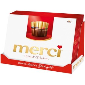 تصویر شکلات کادویی مرسی قهوه ای 4 طعم تلخ merci(250 گرمی) ا merci merci