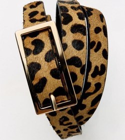 تصویر کمربند چرمی اسلیم فیت ANIMAL PRINT زنانه پلنگی زارا 