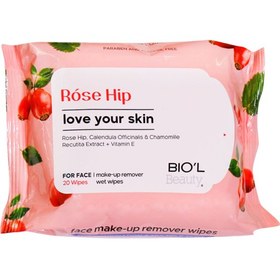 تصویر دستمال مرطوب رز هیپ بیول بیست عددی ( Biol Rose Hip remover wips 20 Pieces ) دستمال مرطوب