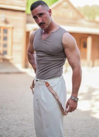 تصویر رکابی تنک تاپ یغه کوبایی کرم OLD SCHOOL 