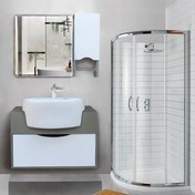 تصویر ست کابینت و روشویی آزالیا مدل میلانا60BM به همراه آینه و باکس 