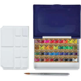 تصویر آبرنگ قرصی هولبین ۳۶ رنگ آبرنگ قرصی هولبین 36 رنگ آبرنگ قرصی پالت دار هولبین ژاپن پیگمنت رنگی فوق شفاف پالت دار رده کیفی فوق آرتیست