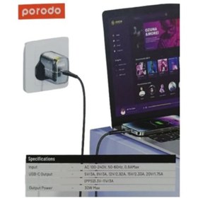 تصویر شارژر شفاف و سریع20w PD Porodo 