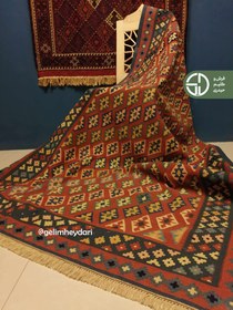 تصویر گلیم دستباف 3متری مدل قشقایی صادراتی کد 13781 qashqai kilim