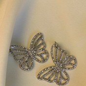 تصویر گوشواره استیل پروانه ای نگین دار 