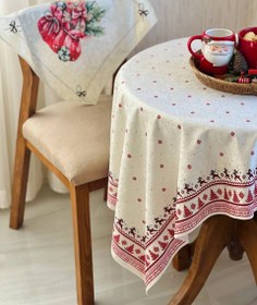 تصویر رومیزی طرح کریسمسی ضد لک مخمل کوبیده tablecloth