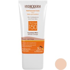 تصویر کرم ضد آفتاب SPF50 فاقد چربی با پوشش کرم پودری بژ روشن هیدرودرم 40 میلی لیتر 