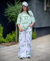 تصویر ست تیشرت شلوار آبرنگی زنانه 