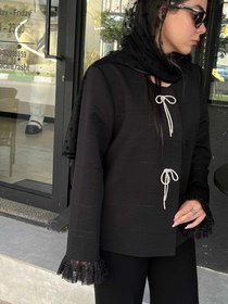 تصویر کت زنانه مروارید سیاه ژاکارد لمه - فری سایز 36 تا 42 