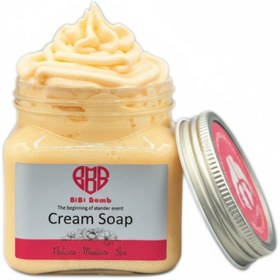 تصویر صابون خامه 300 گرم بی بی بمب / نرم کننده و روشن کننده ی بدن - لوندر 