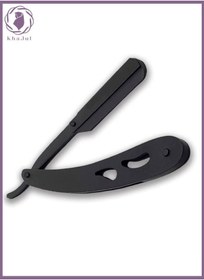 تصویر تیغ اصلاح سیاه مات برند حرفه‌ای برند khajul Professional Cut Straight Razor, Single Blade Barber Quality Moustache & Beard Shaving Razor Black Matte