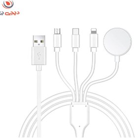 تصویر کابل شارژ چهار کاره لایتنینگ, تایپ سی میکرو، , شارژر اپل واچ Apple Watch 4 in 1 Charge cable