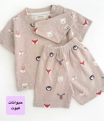 تصویر ست مادر و کودک بچگانه طرح حیوانات کیوت 