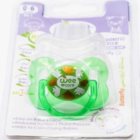 تصویر پستانک ارتودنسی درب دار مدل پروانه ای سایز1 شفاف چاپدار مدل P127 وی کر Wee Care P127 Pacifier Size1