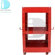 تصویر میز ترولی سه طبقه قرمز مخصوص مراکز دیتیلینگ مدل Detailing Trolley 2076 