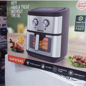 تصویر سرخ کن 9 لیتری جیپاس مدل GAF37542 ا Geepas 9.2 Ltrs Air fryer, 1800 Watts, Grill Function, Black & Silver. Geepas 9.2 Ltrs Air fryer, 1800 Watts, Grill Function, Black & Silver.