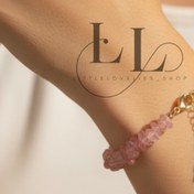 تصویر دستبند سنگ طبیعی رز کوارتز 