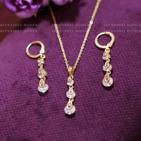 تصویر نیم ست گردنبند و گوشواره آویزدار برند ysx مدل اشک کد 223 Half set of necklace and hanging earrings brand ysx tear model code 223