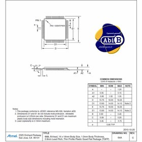 تصویر آی سی میکروکنترلر Atmega64A 