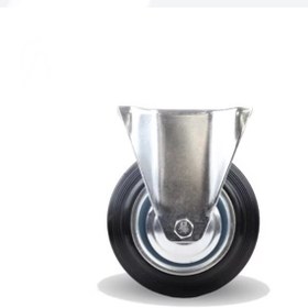 تصویر چرخ حمل بار ثابت ورقی سایز ۷.۵ سانتی متر مشکی 