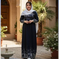 تصویر پیراهن ساحلی حاشیه دار کش دوزی زنانه آستین بلند 